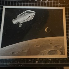 NASA Press Photo Showing An Apollo Spacecraft In Lunar Orbit - 8x10 BW Photo picture