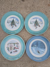 Lot Of Four Vintage 1970s Ceramic Christmas Avon Plates 73,76,78 picture