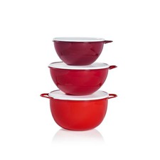 Tupperware Thatsa Medium Mega Bowl Set  19, 32 & 42 Cups Red Mixing Bowl NEW picture