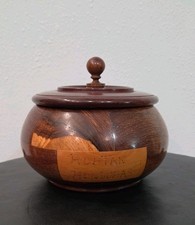 Vintage 1970s Roatan Honduras Segmented Wood Lidded Sugar Bowl Trinket Jar Pot picture