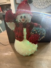Vtg  2002 AVON Fiber Optic Light-Up Snowman Holiday Christmas Color Changing 16