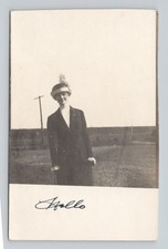Vtg 1913 Woman Feather Hat Fashion Richmond California Real Photo RPPC Postcard picture