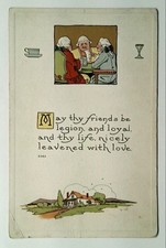 Vintage 1907-1915 Lithograph Postcard with Toasting Gentlemen & Verse picture