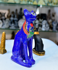 Amazing Gemstone Bastet Cat with Egyptian Scarab Pharaonic Handmade Statue picture