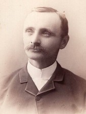Antique Cabinet Card Photo Very Handsome Man w Mustache Harrisburg PA picture