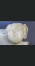 Chinese Pale Celadon Hardstone Recumbent Elephant, Possibly Nephrite, 8 in, 8 lb picture