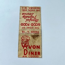 Avon Diner The Home of Good Food Newark NJ Vintage Matchbook Cover 4MB98-5 picture