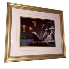 Disney Tinkerbell Framed Peter Pan Wall Art Night Flight Artwork Limited Edition picture