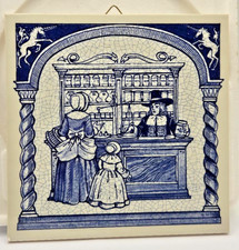 Delft Holland Hand Painted Tile Trivet Early Pharmacist 1051 VTG 1988 New picture