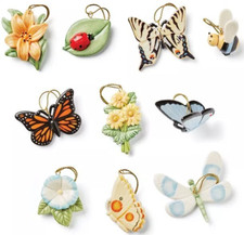 Lenox Butterfly Meadow 10 Piece Ornament Set Butterflies Flowers Bee NEW No Tree picture