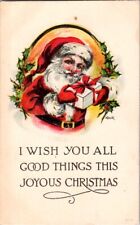 Christmas Postcard Santa Claus with Present For You Joyous Christmas 1916  H-025 picture