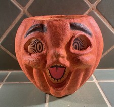 Vintage 50s Halloween Paper Mache Pulp Choir Boy JOL Lantern 5.5” Glowing-Yikes picture
