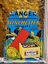 VINTAGE WINCHESTER RANGER PORCELAIN SIGN OLD FIREARM GUN RIFLE AMMO AMMUNITION  picture