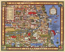 1931 Chicago Gangland Map Historic Vintage Style Wall Gangster Map - 24x30 picture