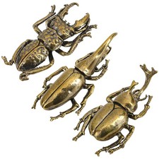3PCS/Set Insect Bug Wall Decor, Solid Brass Beetle Figurine Ornament, Copper picture