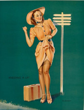 Original Vintage 1940 Gil Elvgren Pin Up Print Kneeding a Lift 7.5x9.5 picture