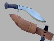 Handcrafted leather-stacked handle modern Kukr knife, guard, sheath, Chaalawal picture