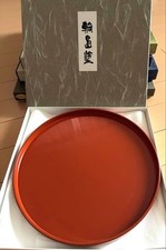 Wajima Lacquerware Vermilion Red Round Serving Tray 26cm Japanese Craft Unused picture