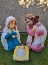 Vintage General Foam Plastics  Christmas Nativity Blow Mold's Mary Joseph & Baby picture