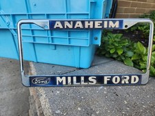 Original Vintage MILLS Mccoy FORD Anaheim CA Dealer License Plate Frame picture