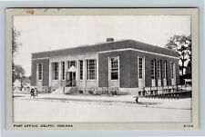 Delphi IN, US Post Office Building, Street View, Indiana Vintage Postcard picture