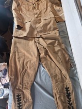 Vtg 1942 WWII US Army Khaki Uniform Tunic Jodhpurs Breeches Garrison Hat Named picture