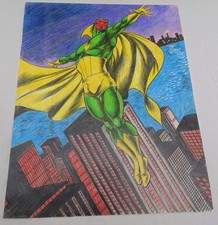 Joseph Mackie The Vision Marvel Mixed Media Original Comic Commission Art picture