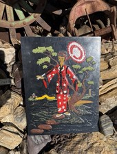 Vintage Mid century Relief Geisha Hand Painted Asian Lacquer picture