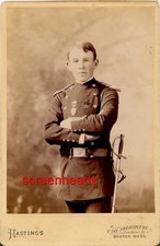 ANTIQUE INDIAN WARS ERA SOLDIER CABINET CARD PHOTO Boston Mass. EAGLE BELT PLATE picture