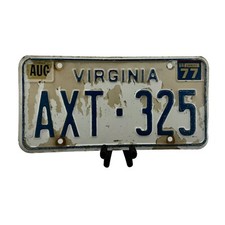 1977 Distressed Virginia  License Plate AXT 325 picture