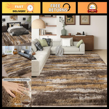 8x10 Large Shag Rugs for Living Room, Washable Abstract Brown picture
