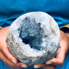 4.59LB Natural Beautiful Blue Celestite Crystal Geode Cave Mineral Specimen picture