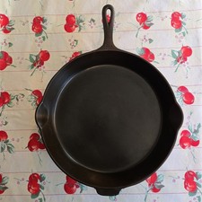 Antique Griswold Cast Iron #12 Large Block Logo Skillet w/ Heat Ring-Crack picture