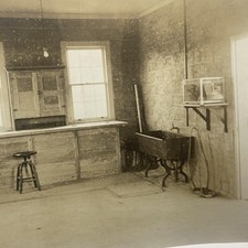 Vtg Early 1900s Greenhouse Office Room Interior Photo Sepia 6x8 Original picture
