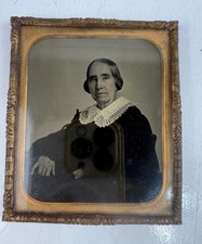 Antique 1850’s Ambrotype Photo Women Lace Collar Severe Arthritis Medical 1/6 .. picture