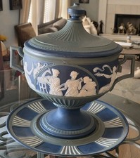 VERY RARE METTLACH CAMEO MUSES TUREEN WITH LID AND UNDER PLATE 3149 picture