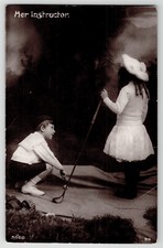 [15c13] Postcard 1913 RPPC, Her Golf Instructor picture