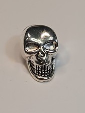 Smiling Skull Lapel Pin Small Size Silver Color Metal  picture