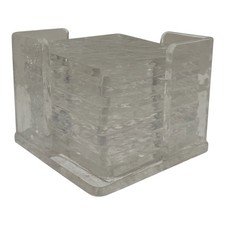 Vintage 1970s Lucite Coasters With Holder, Mid-Century Modern - 12 Pieces picture