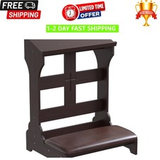 Classic Solid Wood Prayer Kneeler Bench with Comfortable Faux Leather Cushion picture