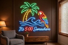 It's 5:00 Somewhere Parrot Palm Tree 18