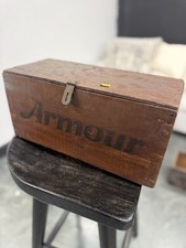 Antique Armour’s Star Corned Beef Wooden Advertising Box w Lid picture