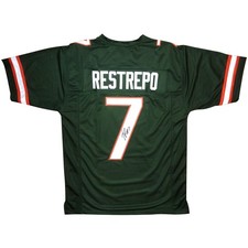 Xavier Restrepo Autographed Miami Hurricanes (Green #7) Custom Jersey - JSA picture