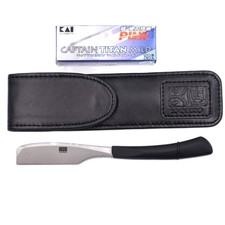 Kasho Captain Japanese Straight Edge Razor w/ Leather Case & 20 Blades picture
