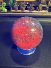 7724 Ruby Kyanite Polished Sphere Uv Reactive W/ Stand 66mm 2.6DIA Wt 1 Lb 3 Oz picture