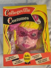 Vtg 1960s Collegeville Cinderella Halloween Costume Plastic Mask Original Box picture