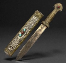 Antique  Tibetan Himalayan Ornate Dagger Sword with Decorative Sheath picture