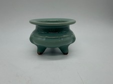 Vintage Asian Celadon Glazed Porcelain Censer Incense Burner w/ Mark Underneath picture