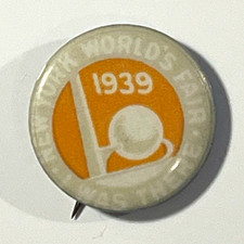 1939-40 New York World’s Fair Small Pinback Button, World’s Fairs Theme picture