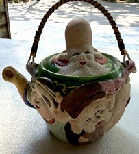 Vintage Japanese Banko Ware Multi-Face Tea Pot Meiji Period. Excellent picture